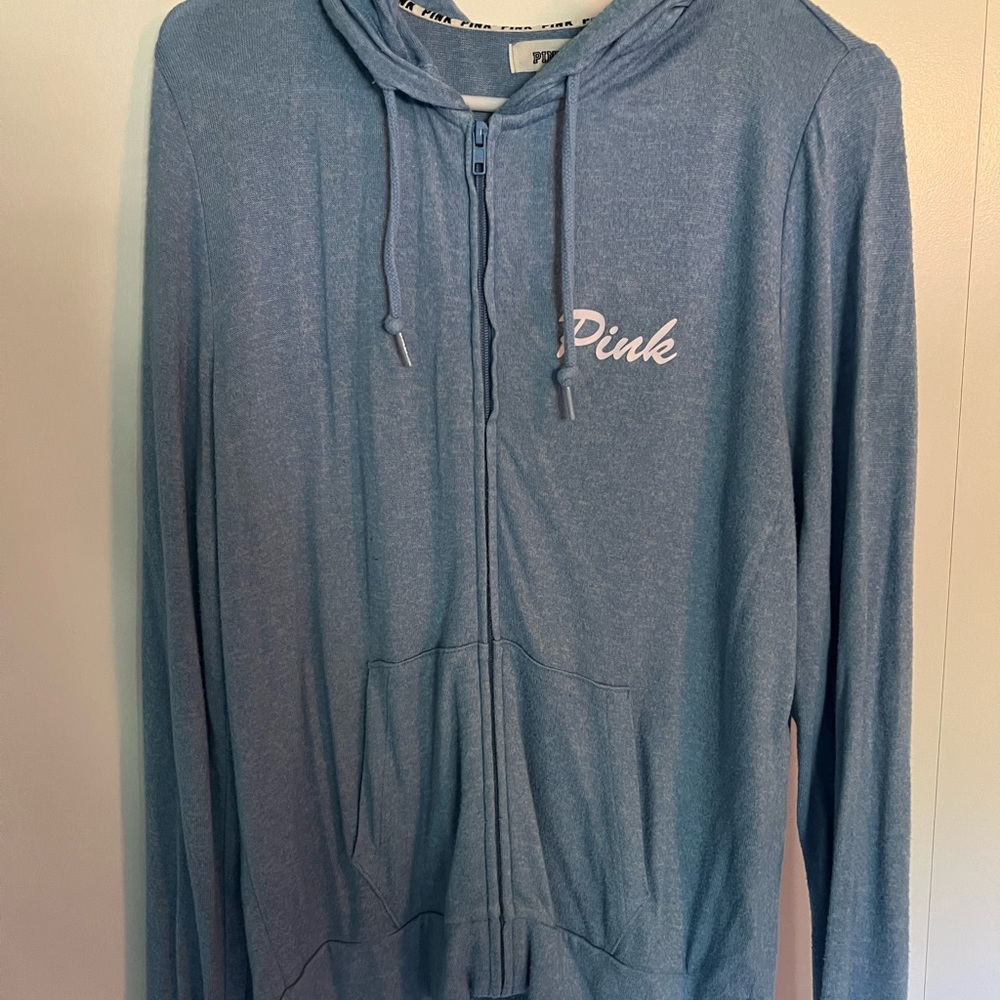Victoria Secret Pink Light Blue Zip Up Sweat-jacket